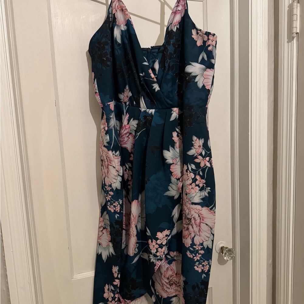 City Chic Jade Blossom Floral Tulip Drape Midi Dress